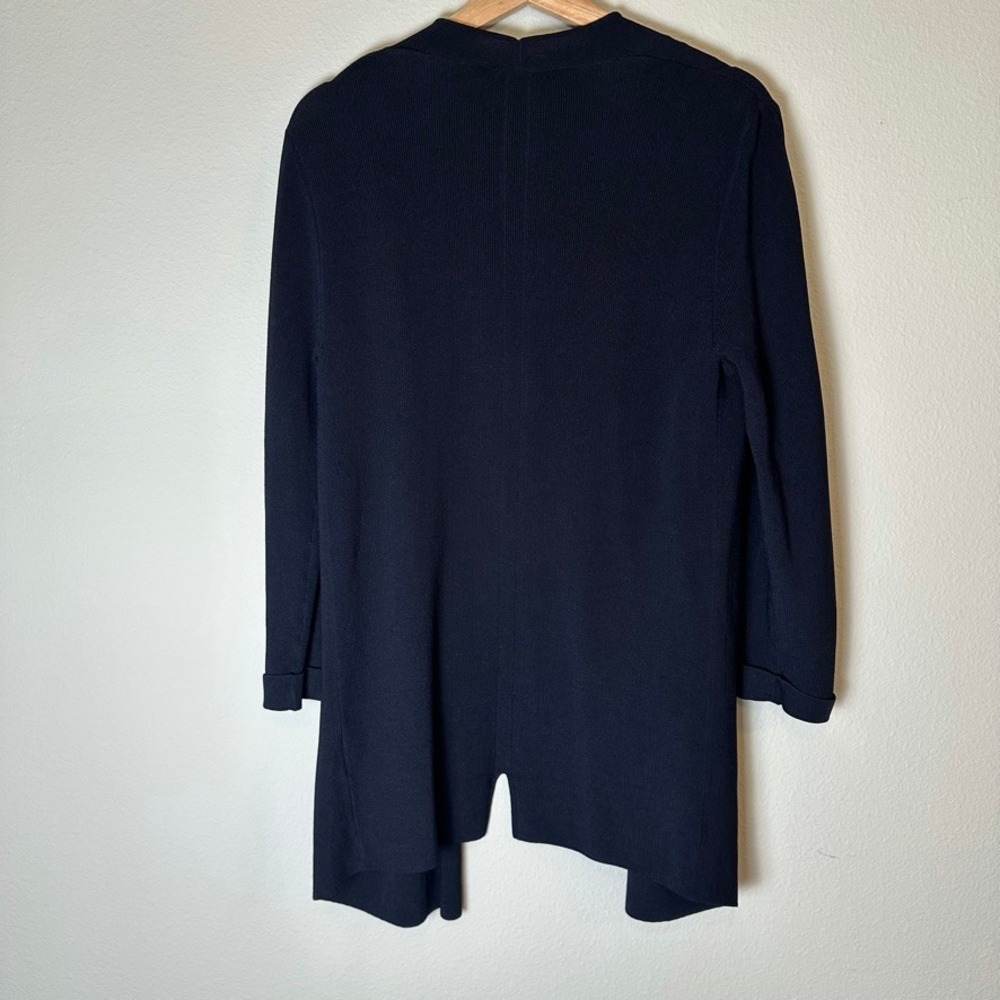 Gerard‎ Darel Paris Navy Blue Ribbed Open Front Longline Cardigan Sweater Sz 3 L - Picture 3 of 8